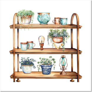 Shelves with Plants and Knickknacks Posters and Art